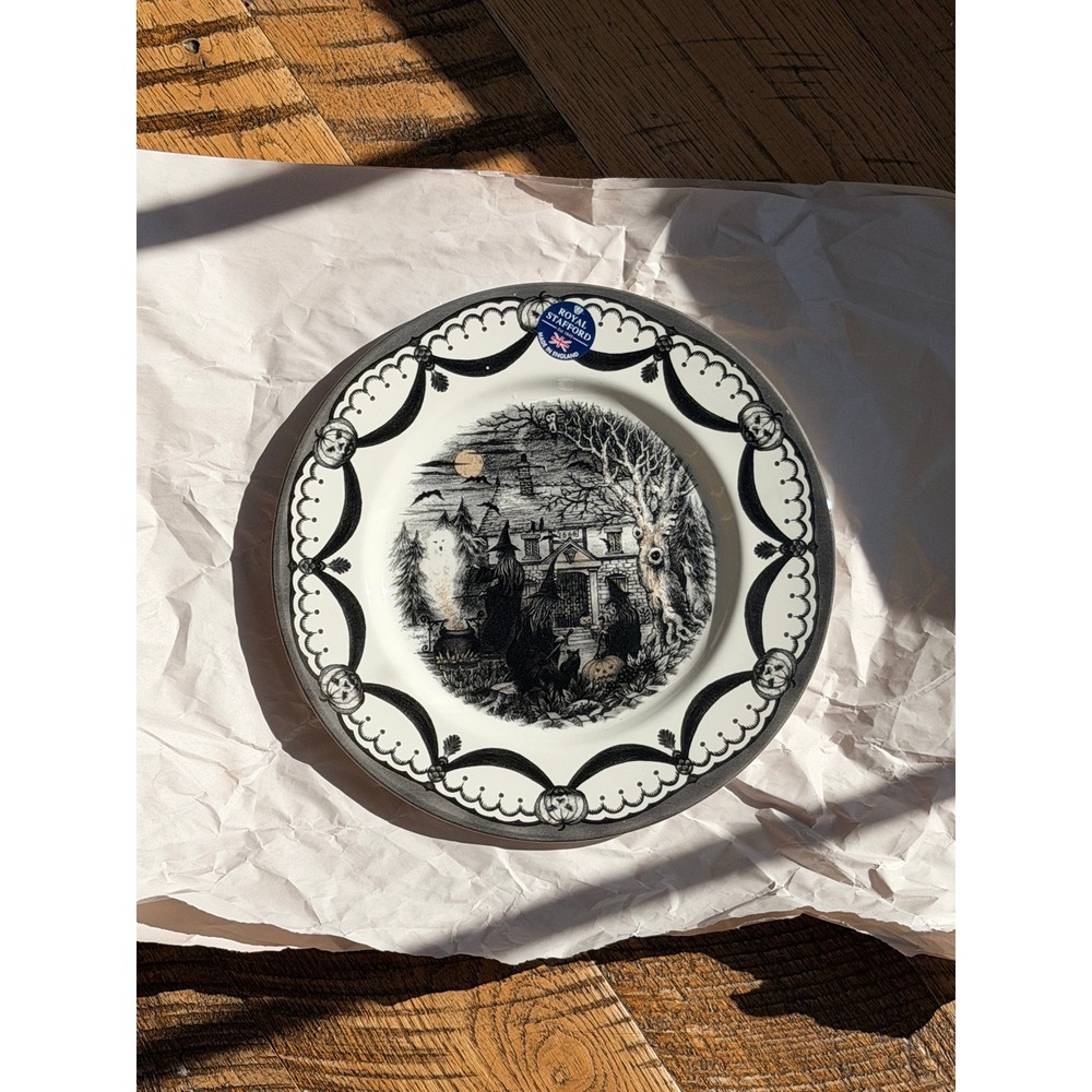 Royal Stafford Halloween Coven Witches Black Spell Ceramic 11in Dinner Plate NEW